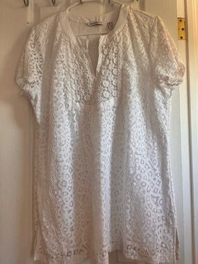 Isaac Mizrahi White Lace Tunic